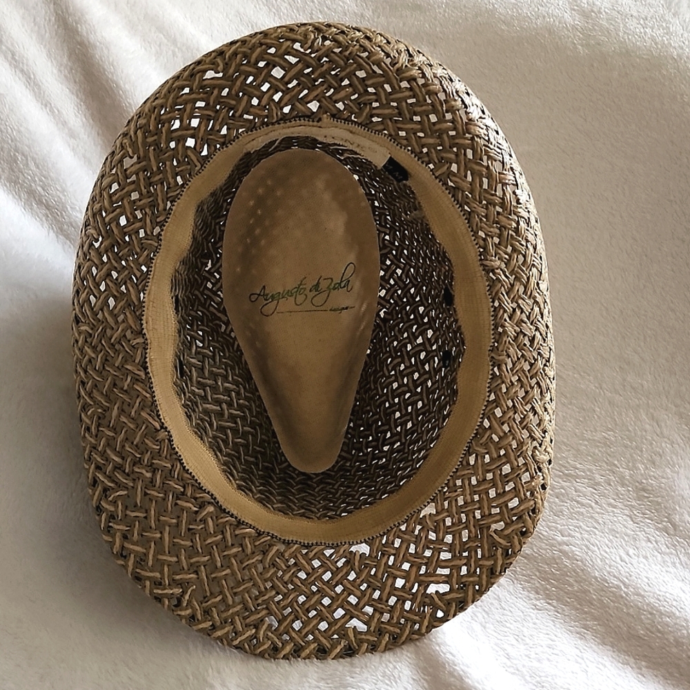 AUGUSTO DI ZOLA- Straw Hat/Fedora,Tan-EUC! - Picture 7 of 15